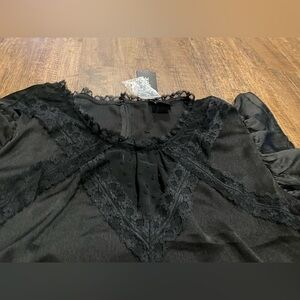 City Chic Black Lace Inset Flutter Sleeve Blouse NWT XXL / 24